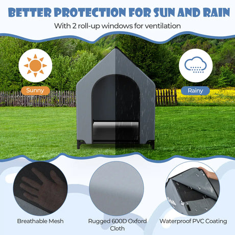 Large Pet House with Ventilated Windows and Removable Cover-S