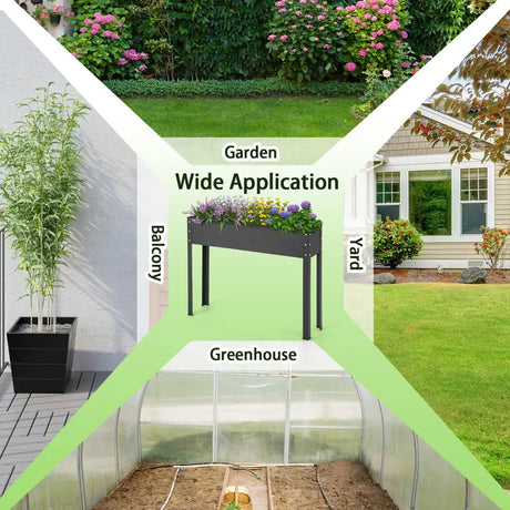 Metal Raised Garden Bed with Legs and Drainage Hole for Vegetable Flower-40 x 11 x 31.5 inches