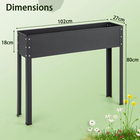 Metal Raised Garden Bed with Legs and Drainage Hole for Vegetable Flower-40 x 11 x 31.5 inches