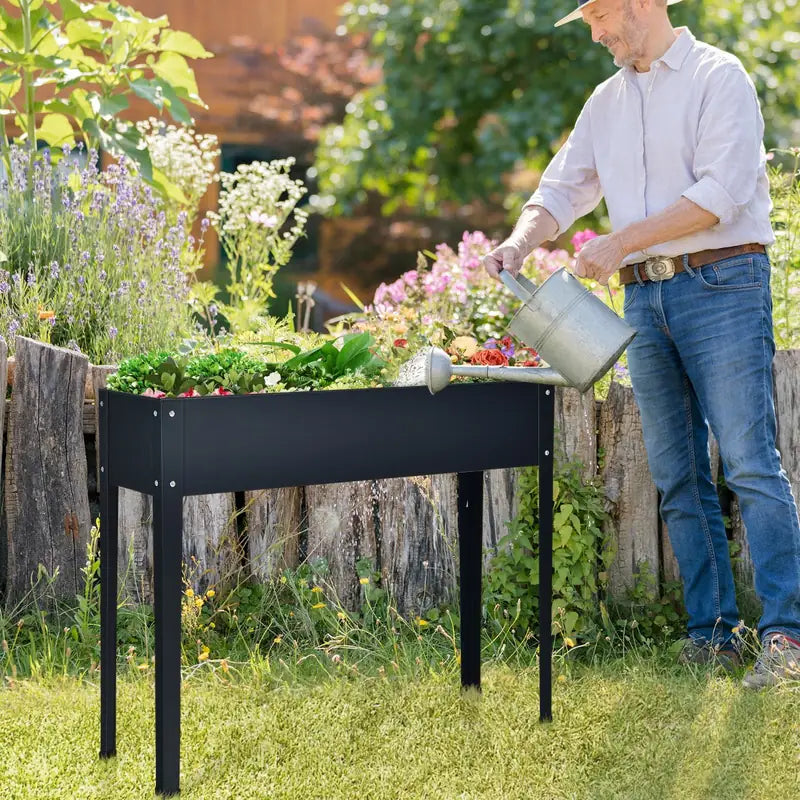 Raised Garden Bed with Bottom Drainage Holes-Gray