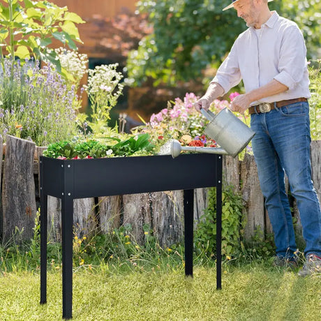 Raised Garden Bed with Bottom Drainage Holes-Gray
