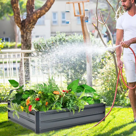 Outdoor Metal Raised Garden Bed Elevated Planter Box