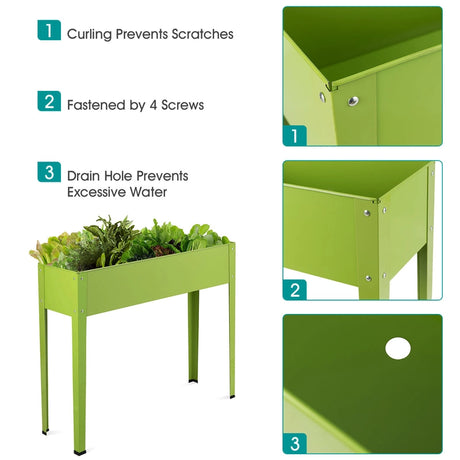 Raised Garden Bed with Bottom Drainage Holes-Green
