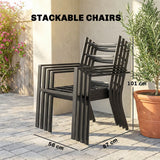 Outsunny 5 Pieces Outdoor Dining Set with Cushions, Garden Dining Set for 4 with Square Table and Stackable Chairs