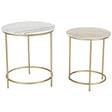 SET OF 2 MARBLE AND WOOD SIDE TABLES (ELI002W)