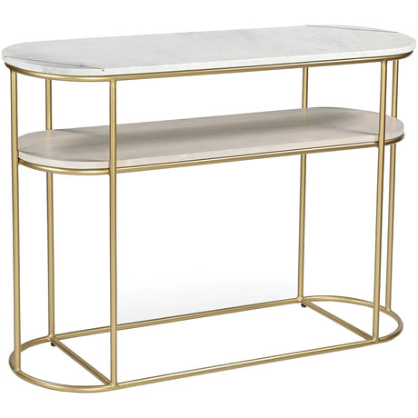 MARBLE AND WOOD CONSOLE TABLE (ELI003W)