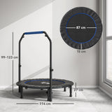 HOMCOM 45" Foldable Mini Fitness Trampoline, with Adjustable Foam Handle, Blue