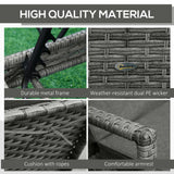 Outsunny Patio Rattan Sun Lounger, Dual Wicker Weave Outdoor Single Reclining Chair Furniture, 5-Level Adjustable Backrest w/ Removeable & Washable Cushion, Mixed Grey