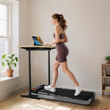 SPORTNOW Folding Walking Treadmill, Under Desk Walking Pad with Incline, Silver Tone