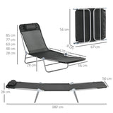 Outsunny Set of Two Steel Frame Sun Loungers, with Reclining Backs - Black