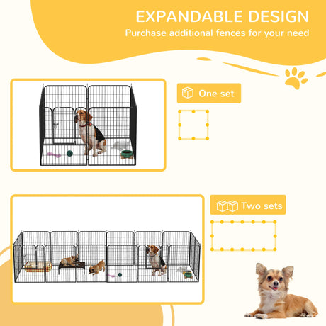 PawHut 8 Panels Heavy Duty Puppy Playpen, for Large, Medium Dogs, Indoor and Outdoor Use - Black