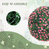 HOMCOM Set of Two Artificial Boxwood Balls Plants - Pink