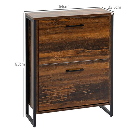 HOMCOM 12-Shoe, Two-Door Storage Cabinet - Wood-Effect