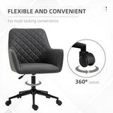 Vinsetto Office Desk Chair, Leather-Feel Fabric Computer Swivel Chair with Rolling Wheels and Adjustable Height for Home, Grey
