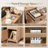 End Table with Charging Station and USB Ports and Outlets-Natural