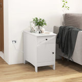 End Table with Charging Station and USB Ports and Outlets-White