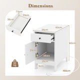End Table with Charging Station and USB Ports and Outlets-White