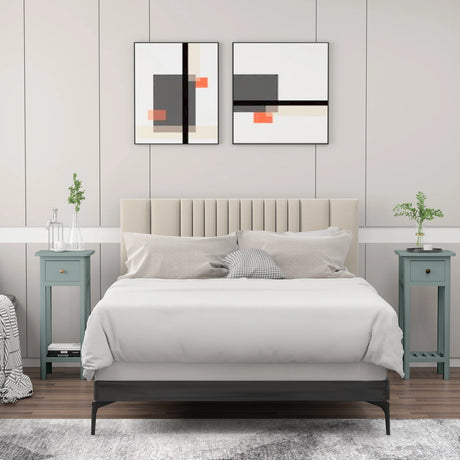 End Table with Storage Shelf and Drawer-Grey