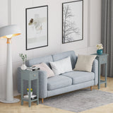 End Table with Storage Shelf and Drawer-Grey
