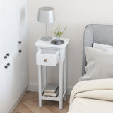 End Table with Storage Shelf and Drawer-White