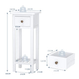 End Table with Storage Shelf and Drawer-White