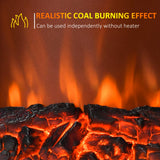 HOMCOM Electric Fireplace LED Light Complete Fire Place Heating Indoor Heater Coal Burning Flame Effect Heat 2000W Max