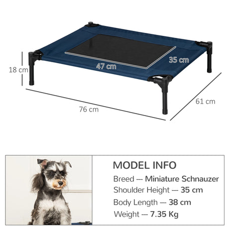 PawHut Raised Dog Bed Cat Elevated Lifted Puppy Pet Elevated Cot Portable Camping Basket  Blue (Medium)