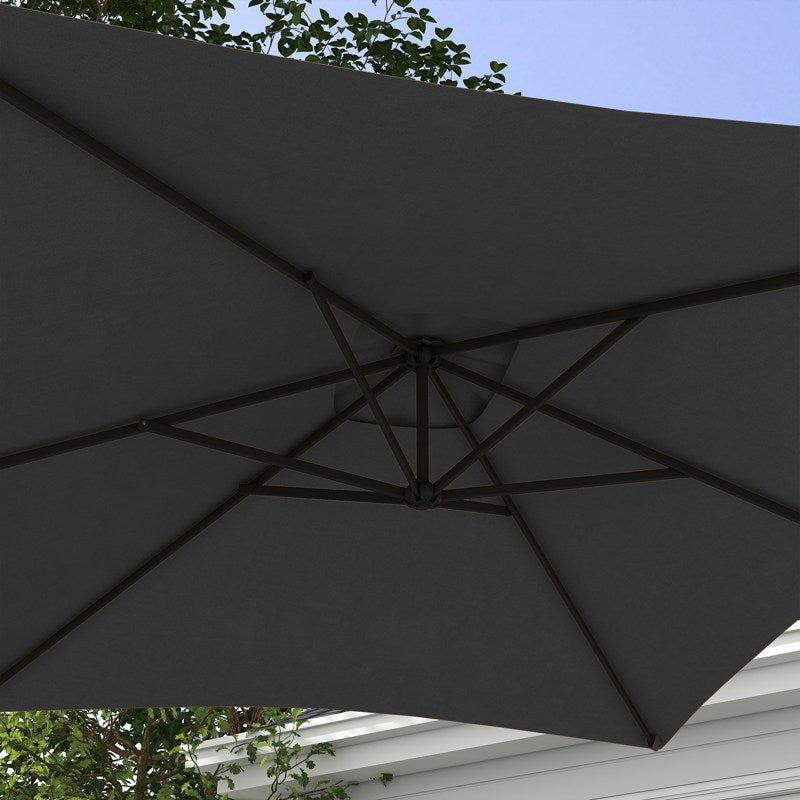 Outsunny 3(m) Cantilever Overhanging Parasol, with Cross Base - Grey