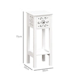 HOMCOM Set of Two Elegant Floral Cut-Out Side Tables - White