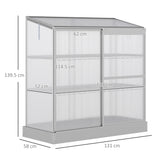 Outsunny 3 Tier Greenhouse Garden Outdoor Cold Frame Plant Flower Growth Transparent Polycarbonate Board Openable Roof Sliding Door w/ Foundation 131L x 58W x 140H cm