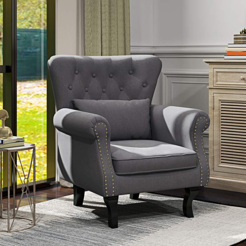 HOMCOM Chesterfield-Style Accent Chair - Grey