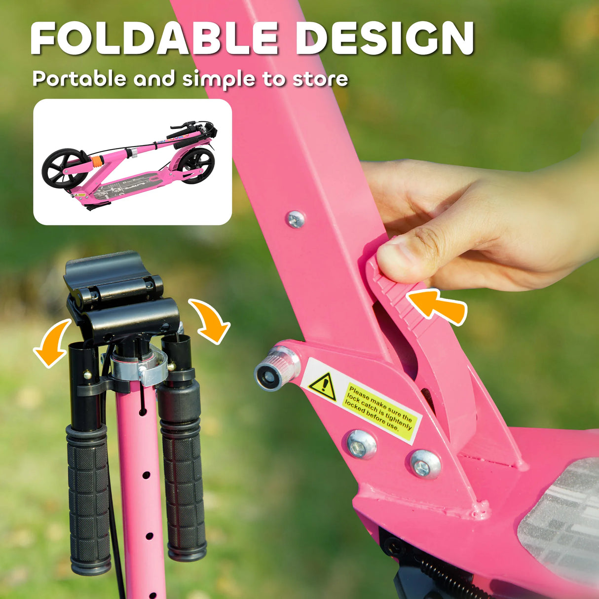 AIYAPLAY Kids Scooter with Four-Level Adjustable Handlebar, Dual Brake System, 200mm Wheels, ABEC-7 Bearings, Pink