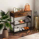 Entryway Narrow Console Table with Charging Station-Rustic Brown