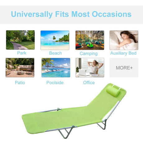 Outsunny Single Folding Sun Lounger - Green