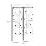 Outsunny Metal Trellis Set of 2, Garden Trellis for Climbing Plants Support Frames, Leaf Design