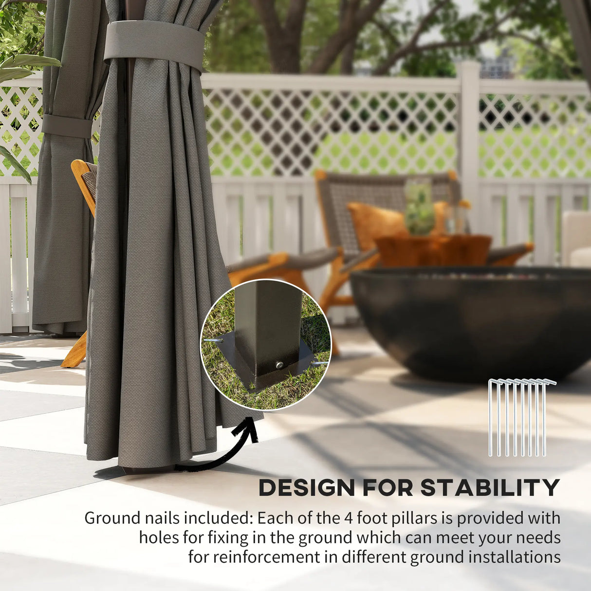 Outsunny 3 x 3.6m Hardtop Gazebo Canopy with Polycarbonate Roof Garden Pavilion with Removable Curtains and Steel Frame, Dark Grey