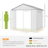 Outsunny 7.9ft x 6.2ft Aluminium Frame and Plastic Wall Shed, with Foundation - Light Grey