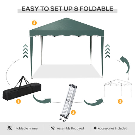Outsunny 3 x 3cm Adjustable Height Pop-Up Gazebo, with Bag - Green