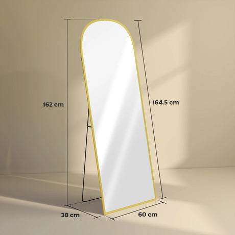 HOMCOM 165cm Aluminium Frame Standing Mirror - Gold