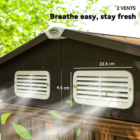 Outsunny 4 x 6ft Galvanised Steel Garden Shed, with Lock and Gloves - Oak