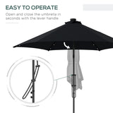 Outsunny 3(m) Garden Parasol Cantilever Umbrella with Solar LED, Cross Base and Waterproof Cover, Black