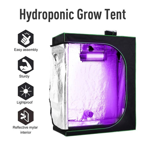 Outsunny Mylar Hydroponic Grow Tent with Adjustable Vents and Floor Tray for Indoor Plant Growing, 120 x 60 x 150cm