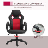 Vinsetto Office Chair Faux Leather Swivel Computer Desk Chair for Home Office with Wheels Armrests Black