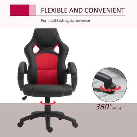 Vinsetto Office Chair Faux Leather Swivel Computer Desk Chair for Home Office with Wheels Armrests Black
