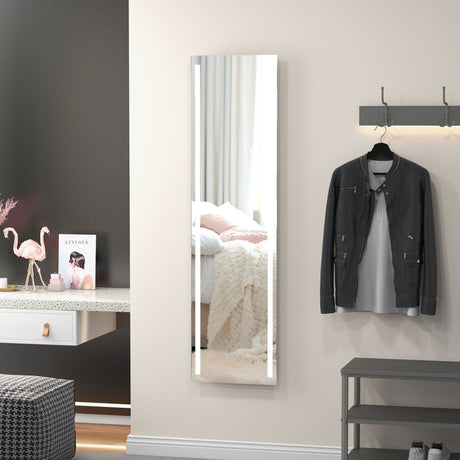 HOMCOM Full Length Dressing Mirror, LED Lighted Wall Mirror for Bedroom, Adjustable Brightness and 3 Colours, White