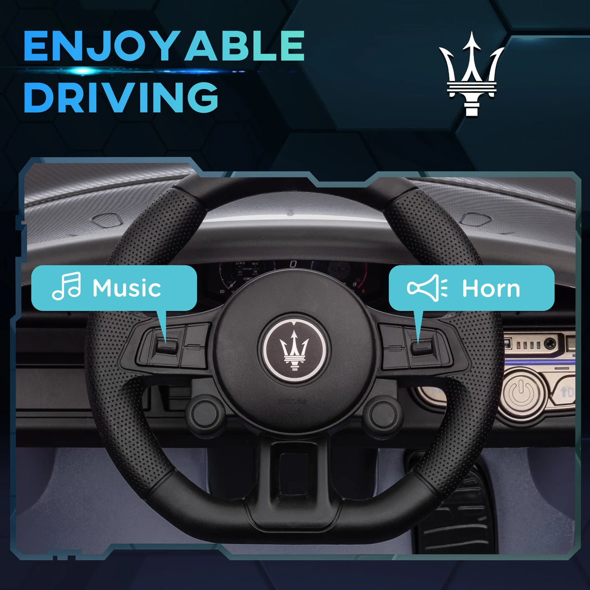 AIYAPLAY Maserati GT2 Licensed 12V Kids Electric Ride on Car with 4 Suspension Wheels, Remote Control, Music, Horn, Lights, Grey