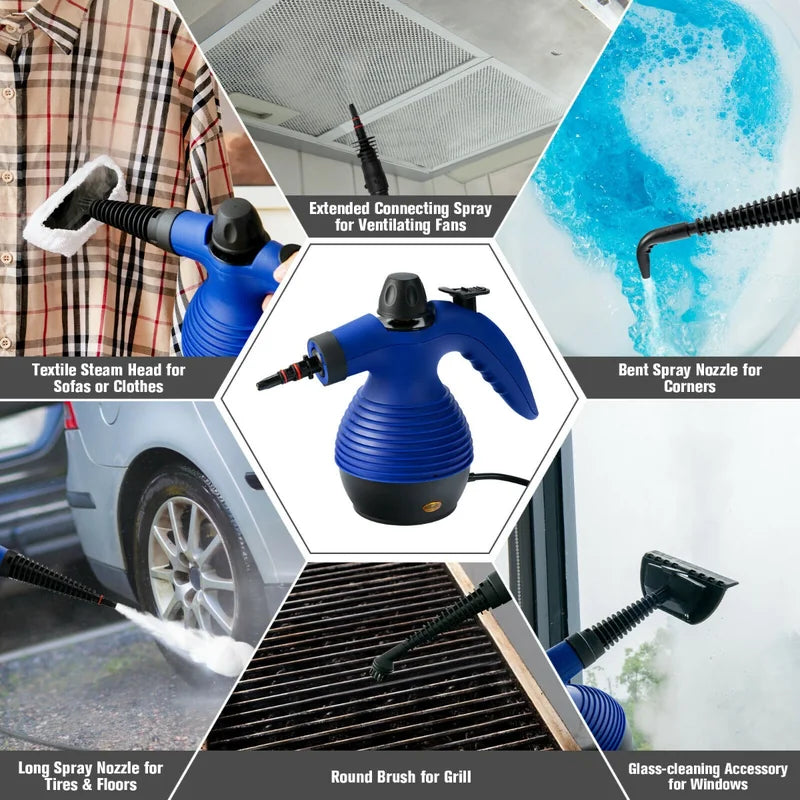 Multi-purpose Handheld Steam Cleaner with 9 Piece Accessories-Blue