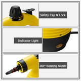 Multi-purpose Handheld Steam Cleaner with 9 Piece Accessories-Yellow