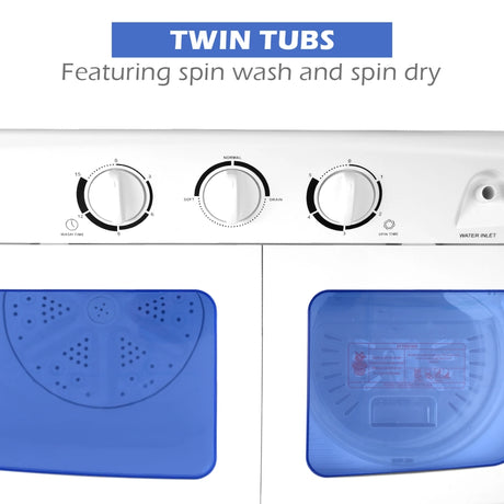 8 KG Twin Tub Washing Machine with Time Control and Drain Hose