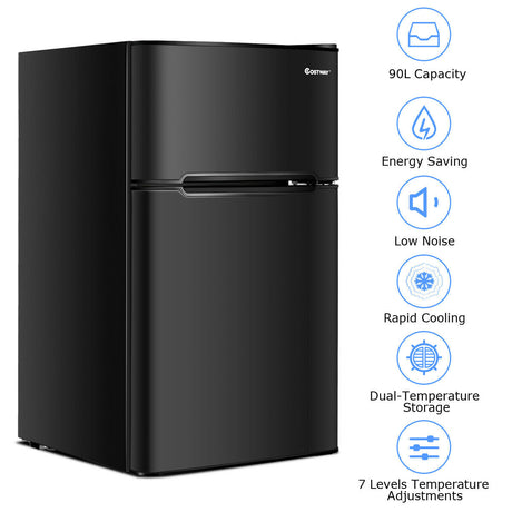 90L Freestanding Undercounter Refrigerator with 2 Reversible Door-Black